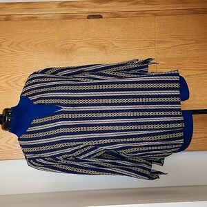 NWT MICHAEL KORS V Neck TUNIC in Navy Blue/Gold & White Size XL